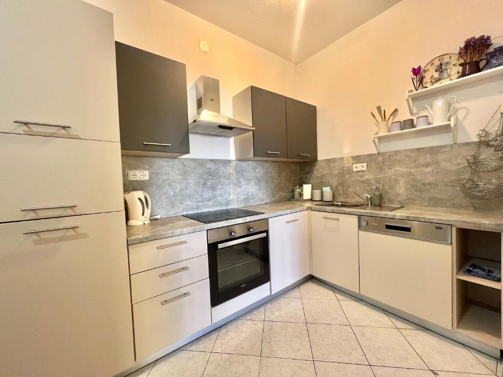 Kuchyňa alebo kuchynka v ubytovaní Apartmani Zeleni Raj