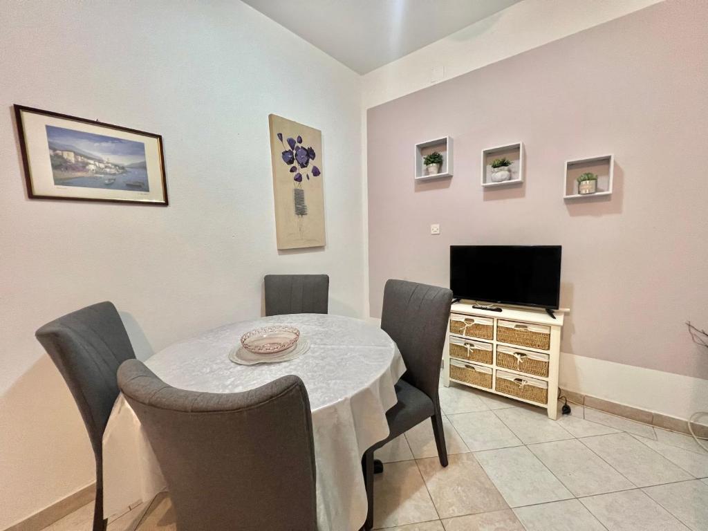 Televízia a/alebo spoločenská miestnosť v ubytovaní Apartmani Zeleni Raj