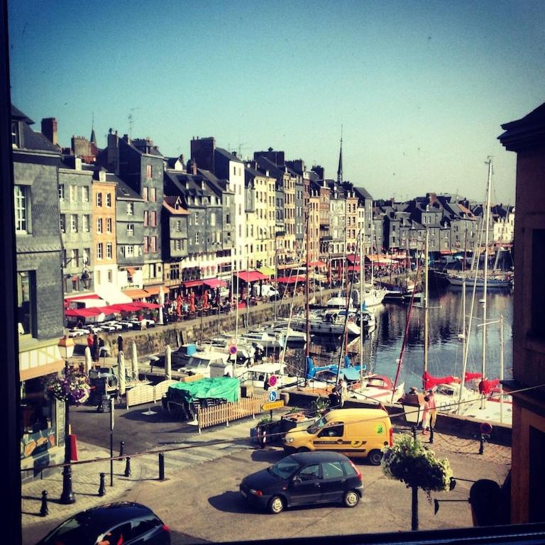przystań z bandą łodzi w porcie w obiekcie Centrally located, refurbished modern flat with views over the historic port w mieście Honfleur