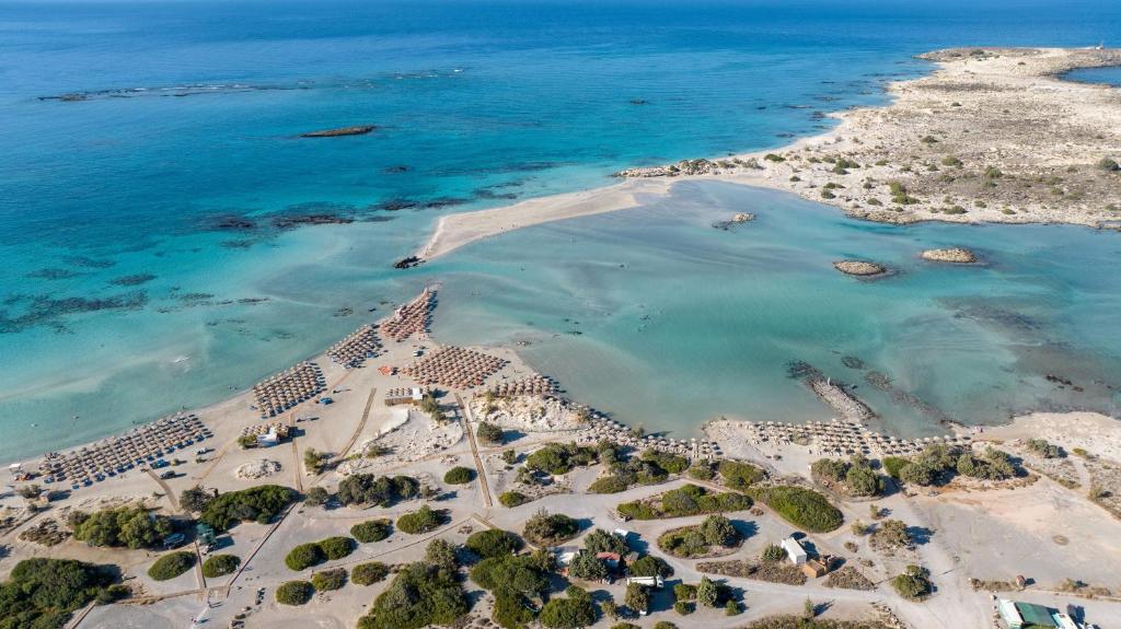 an aerial view of a resort near the ocean at Elafonisi Village in Elafonisi