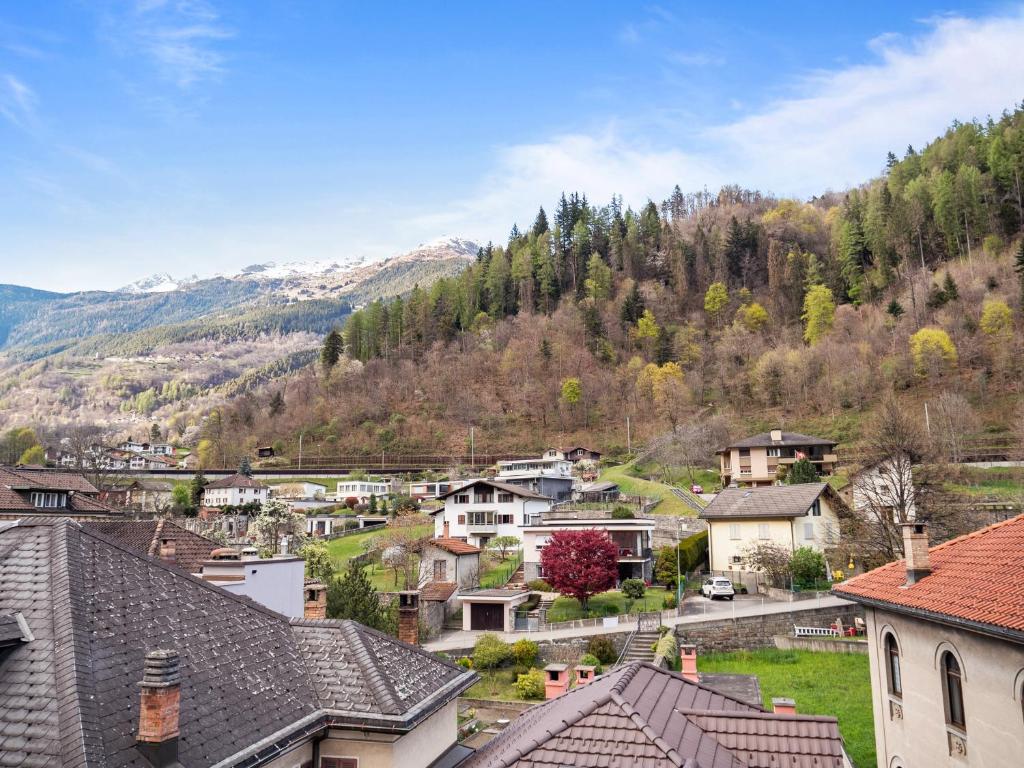 a small town with houses and a mountain at Casa Cattaneo in Faido