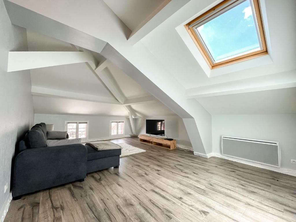 Televisyen dan/atau pusat hiburan di A1 Champagne Loft - 105 m2 6 personnes - Place de la République - Châlons en Champagne
