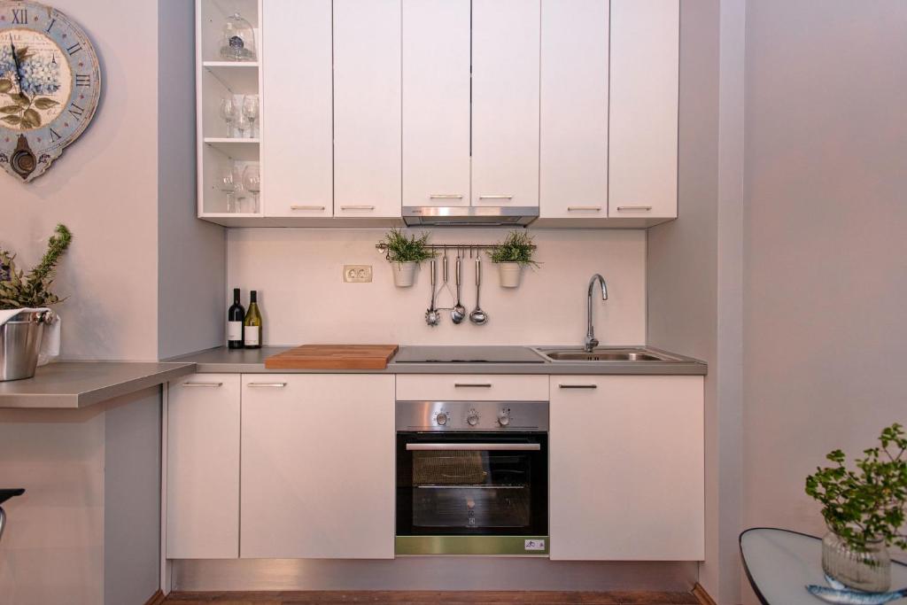 Kuchyň nebo kuchyňský kout v ubytování Heraclea Residential Apartments