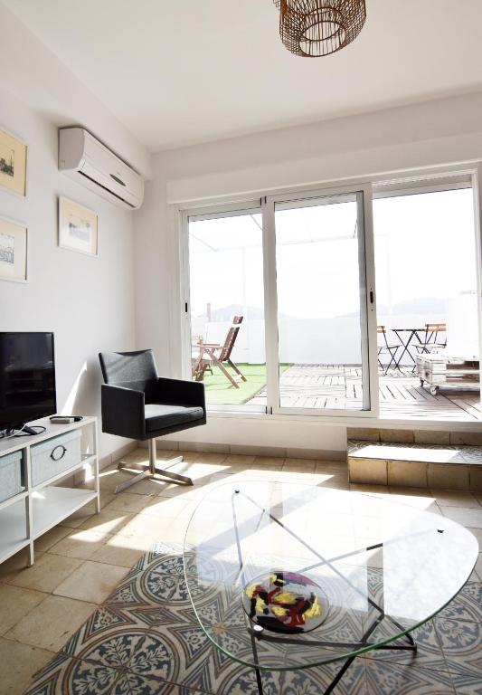 Posezení v ubytování Letmalaga Malasaña City Views Superior Apartment