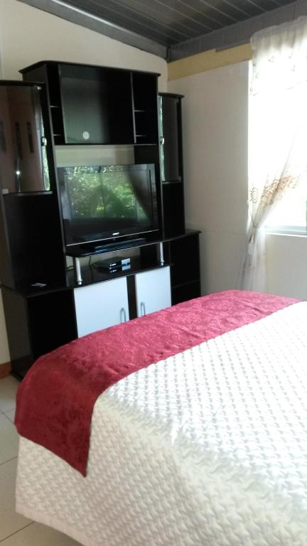 TV a/nebo společenská místnost v ubytování Hostal el Parque Tababela