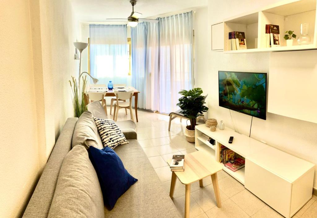 salon z kanapą i telewizorem w obiekcie Apartamento Anea w Murcji