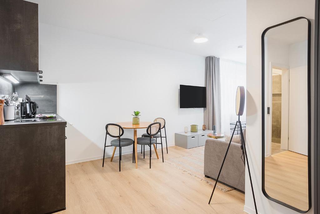 Kuchyň nebo kuchyňský kout v ubytování limehome Villach Hauptplatz