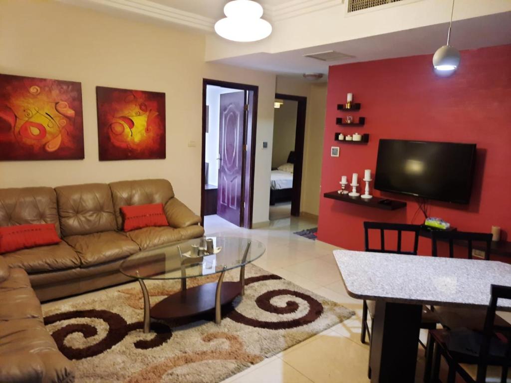 Zona de estar de Furnished apartment for rent In Abdoun شقة مفروشة للايجار في عبدون