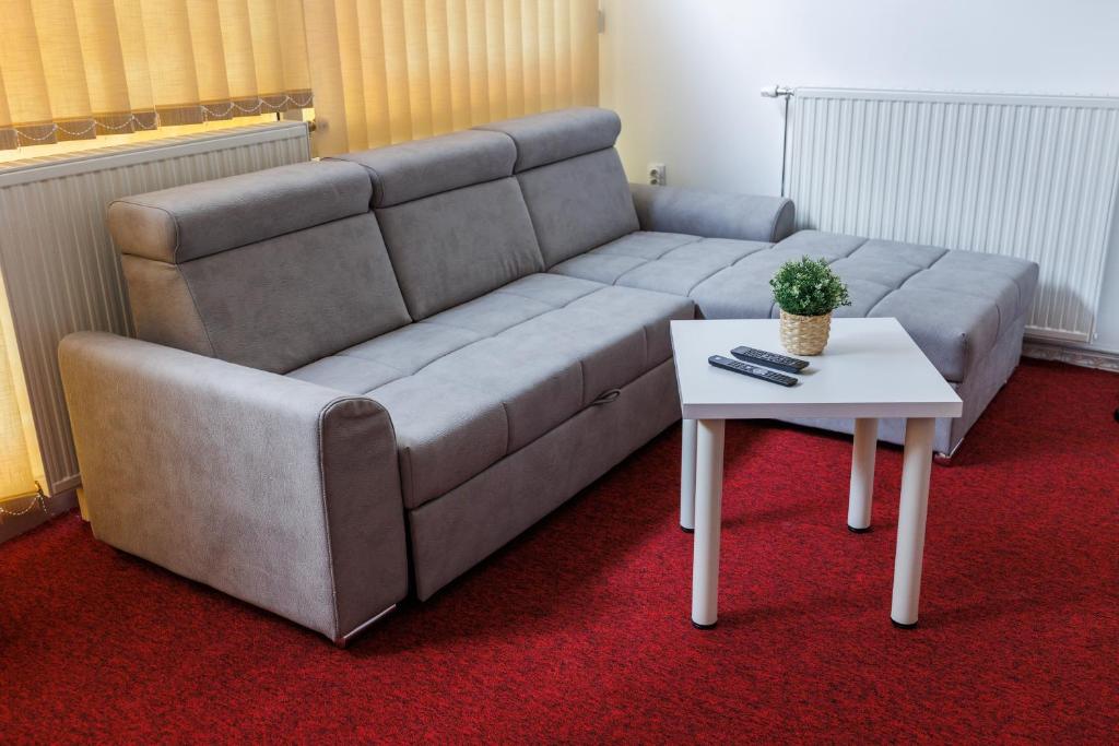 a living room with a couch and a table at Apartmani i sobe Castra in Banja Luka