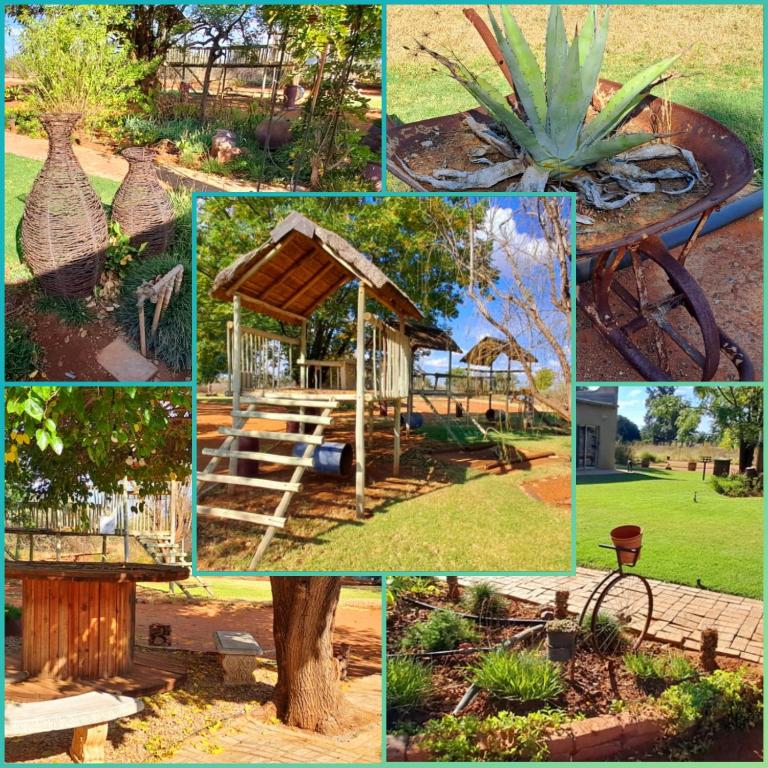 a collage of photos with a garden and a tree at Van Zyls Hoek in Vryburg