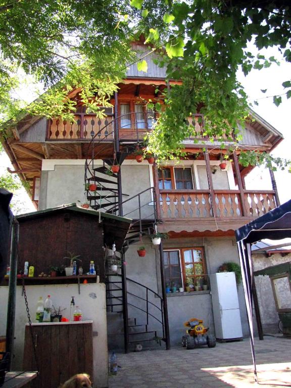a house with a staircase on the side of it at Casa Oana in Sulina