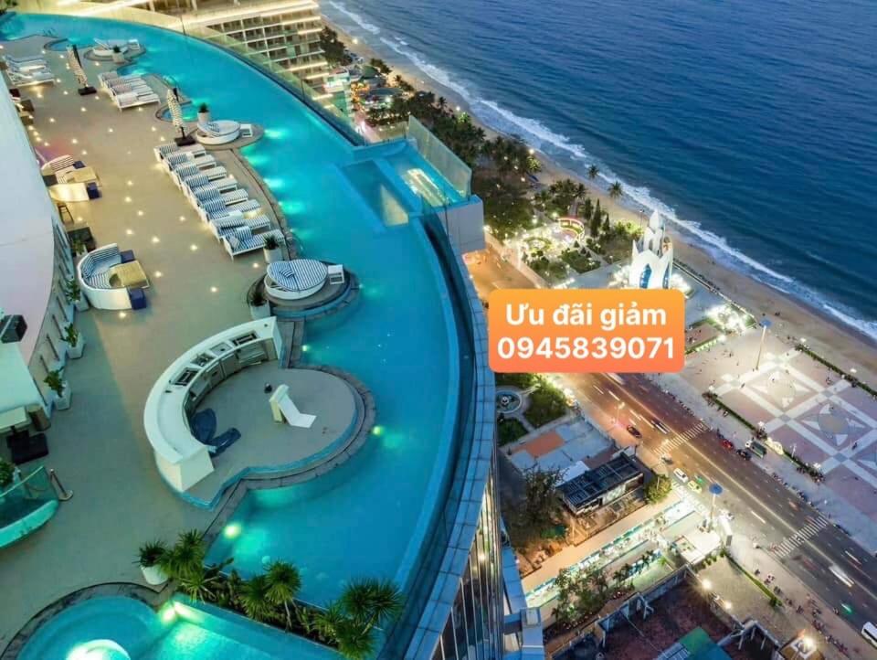 an aerial view of the beach and the ocean at Panorama Apartment Luxury - Căn Hộ Panorama View Biển in Nha Trang