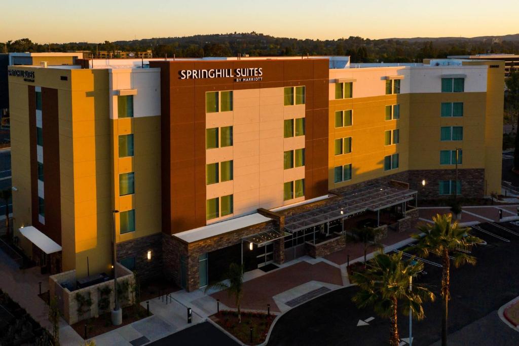 an overhead view of a building with a hotel at SpringHill Suites by Marriott Irvine Lake Forest in Lake Forest