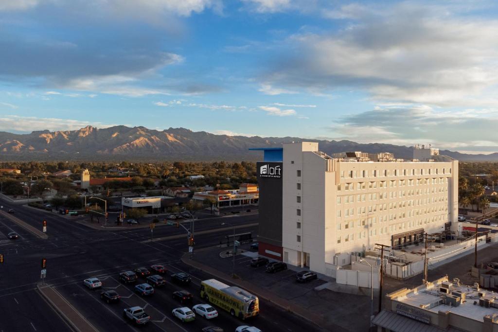 an aerial view of a building in a city at Aloft Tucson University in Tucson