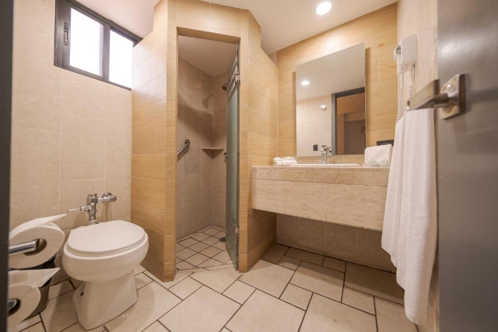 Koupelna v ubytování Hotel Malibu