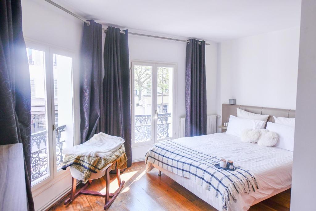 Кровать или кровати в номере Loft Lumineux Hyper Centre Vincennes RER à 5 min - Parking Gratuit