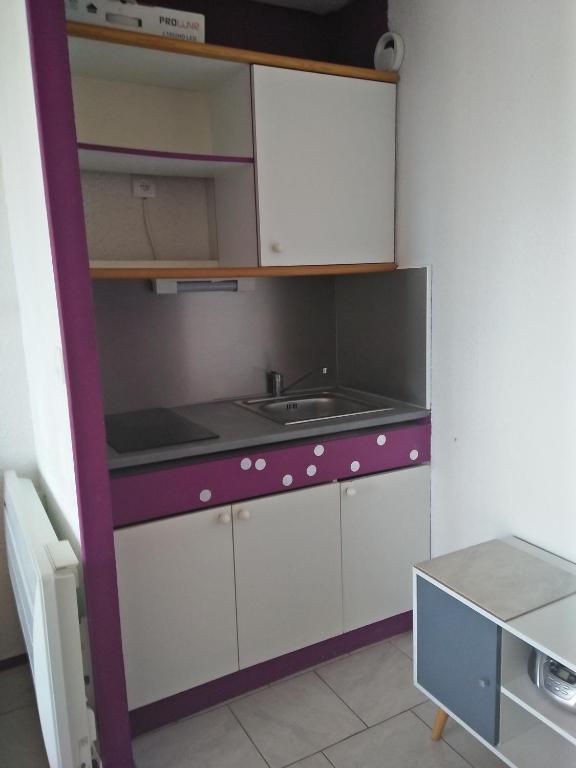 Kuchyňa alebo kuchynka v ubytovaní T2 30m2 piscine lac mer