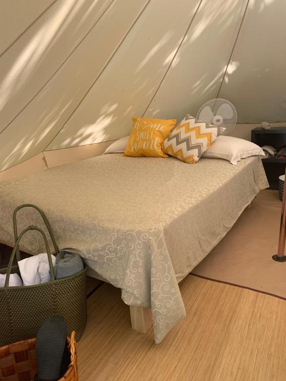 Postel nebo postele na pokoji v ubytování Casa Borush Tulum Glamping Fruit & Cenote Experience