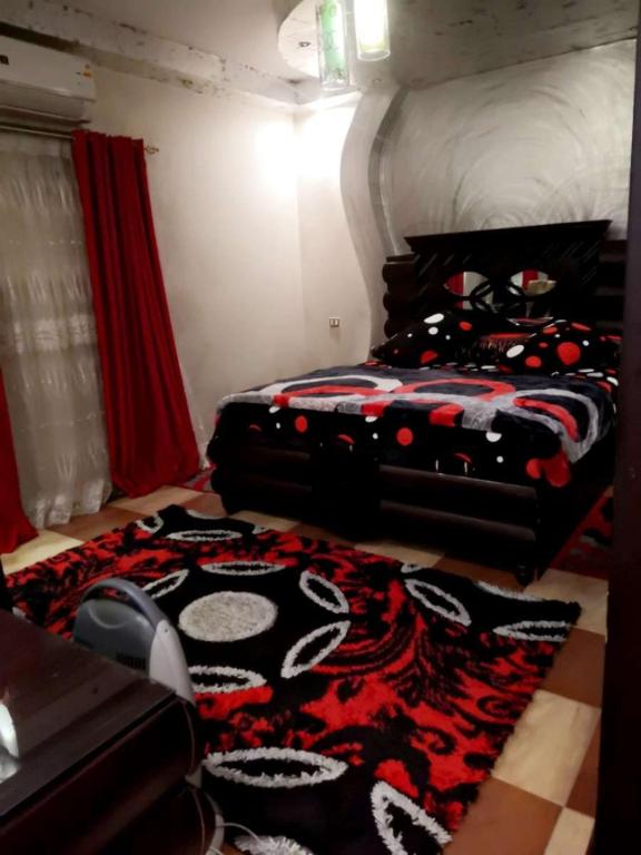 sypialnia z łóżkiem i dywanem na podłodze w obiekcie شارع مدينه منوره w Kairze