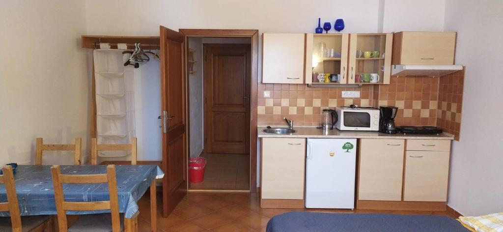 Kuchyň nebo kuchyňský kout v ubytování Apartments Anna