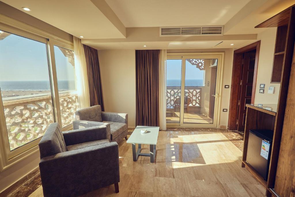A seating area at Grand Hotel Port Said