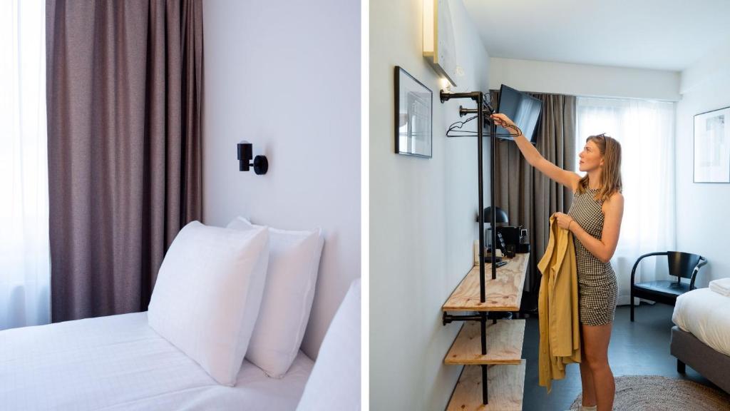 Postel nebo postele na pokoji v ubytování Hotel National Antwerp