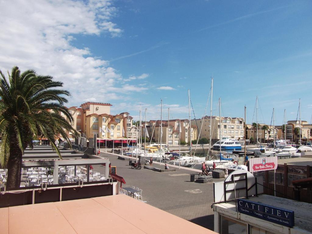 グリュイッサンにあるStudio sur le port, climatisation, wifi, piscine, lave-lingeの港に停船したマリーナ
