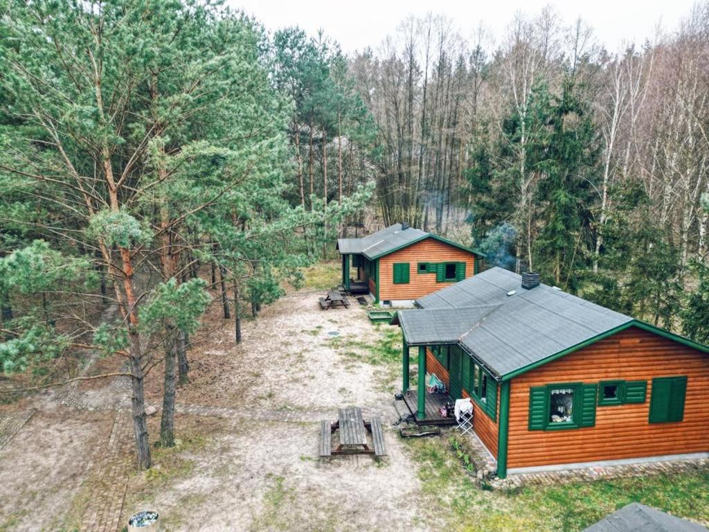 an aerial view of a cabin in the woods at Agroturystyka Oaza Ciszy i Spokoju in Międzychód