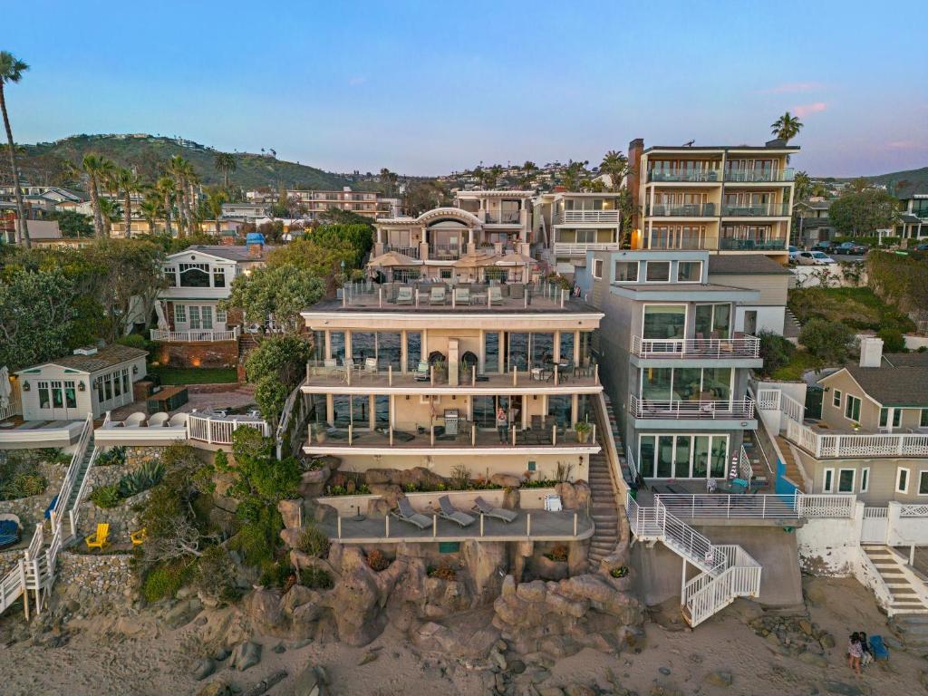 an aerial view of a house on the beach at Villa Calypso in Laguna Beach
