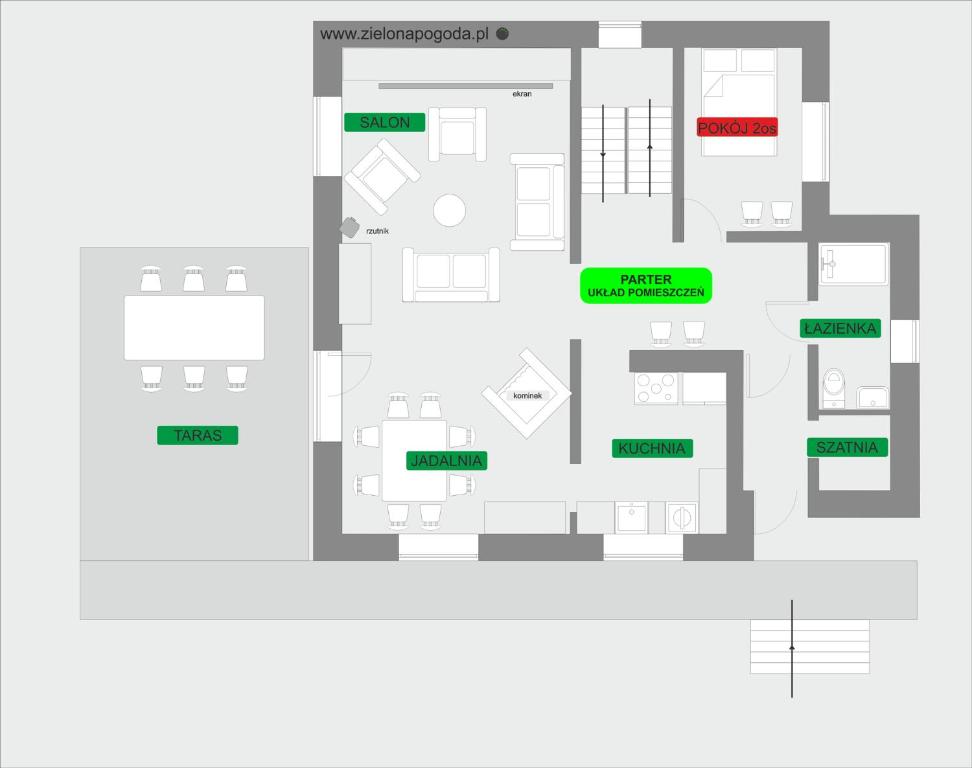 plan piętra budynku z diagramami w obiekcie zielonapogoda w mieście Lądek-Zdrój