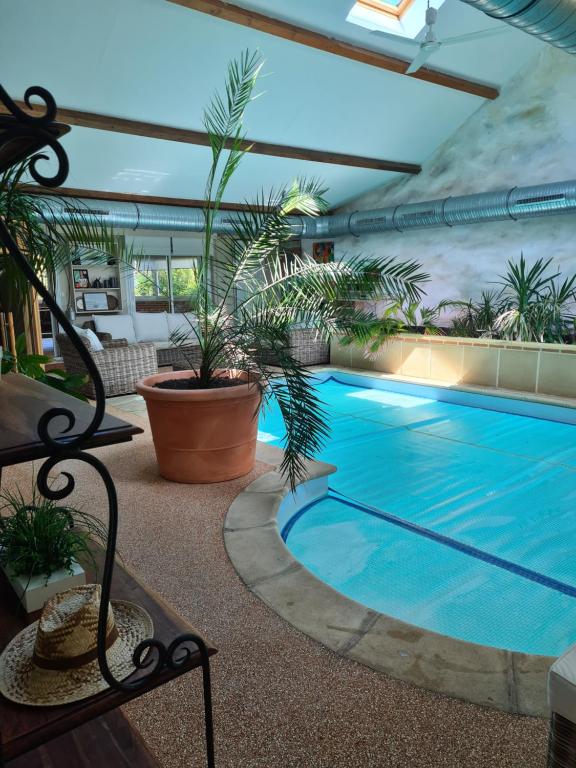 una piscina en un edificio con plantas en La Poterie, A Vendre, en Étretat