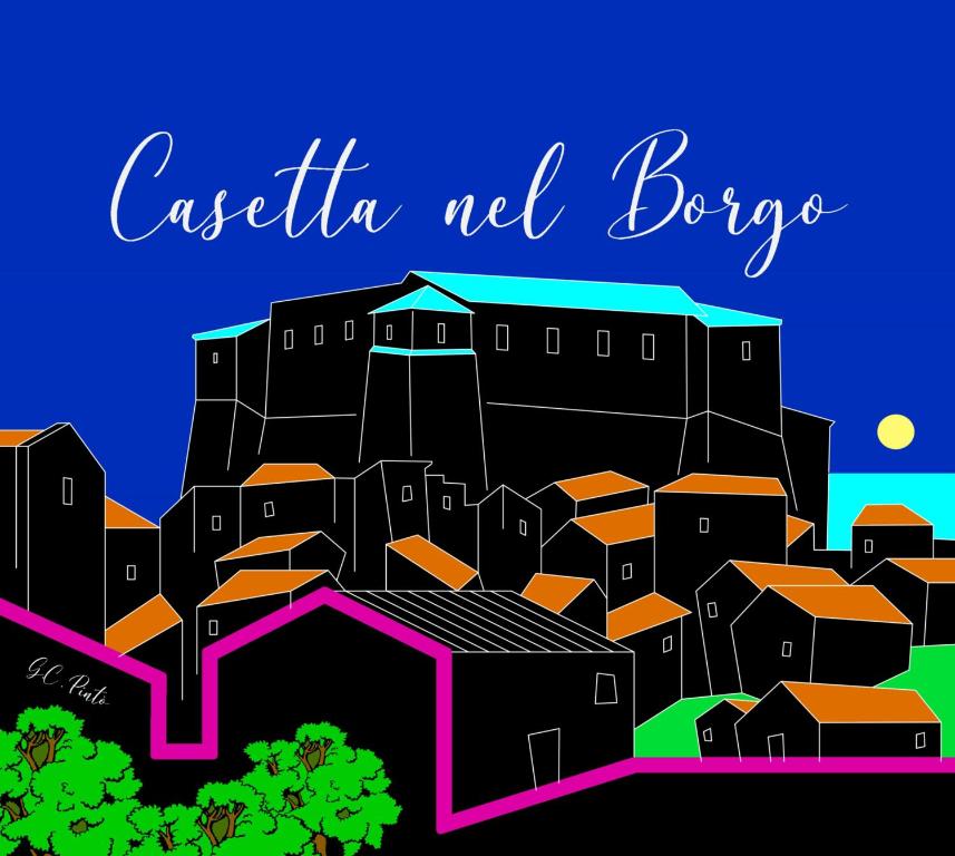 un disegno di una città con le parole australia net byte di Casetta nel Borgo a Monasterace