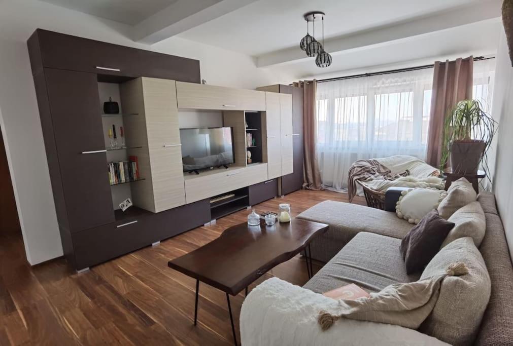 a living room with a couch and a table at Apartament in Timisoara in Timişoara