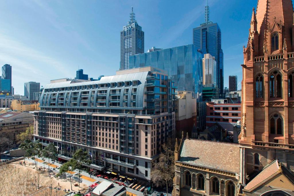 an aerial view of a city with tall buildings at The Westin Melbourne in Melbourne