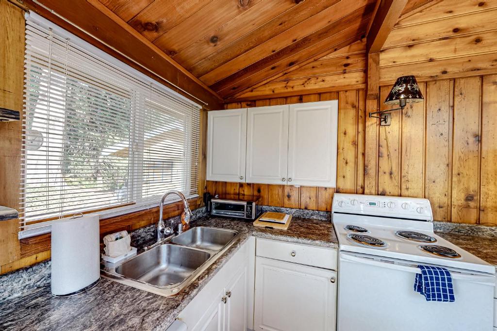 Kuchyň nebo kuchyňský kout v ubytování Cozy Cedar Cabin
