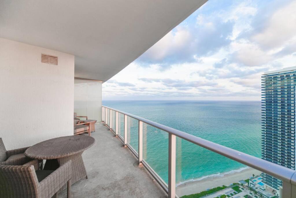 a balcony with a view of the ocean at Hyde Resort top floor Breathtaking W Beach View in Hollywood