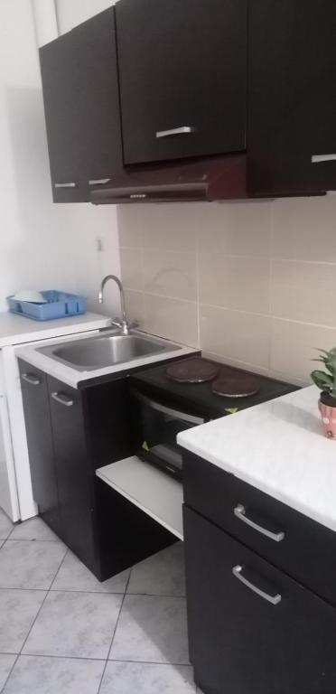 Kuchyň nebo kuchyňský kout v ubytování menidistudios