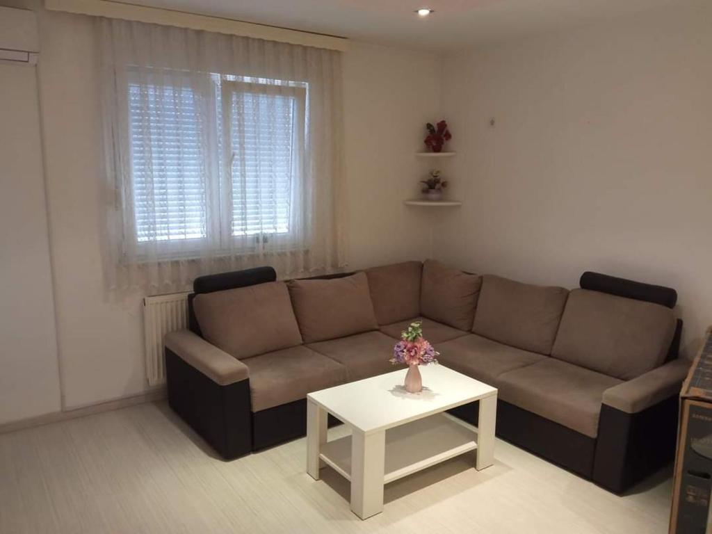 sala de estar con sofá y mesa en Apartman Best, en Doboj