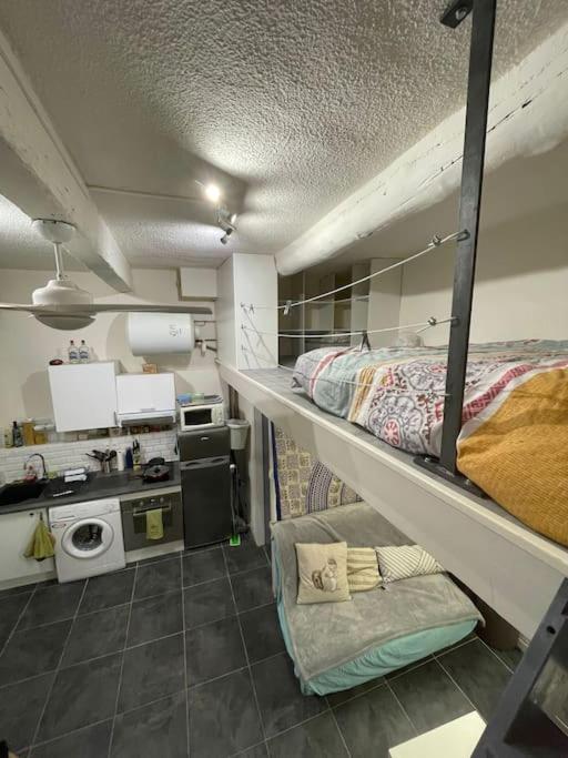 Pokój z 2 łóżkami piętrowymi i kuchnią w obiekcie L'Alessandro w Aix-en-Provence