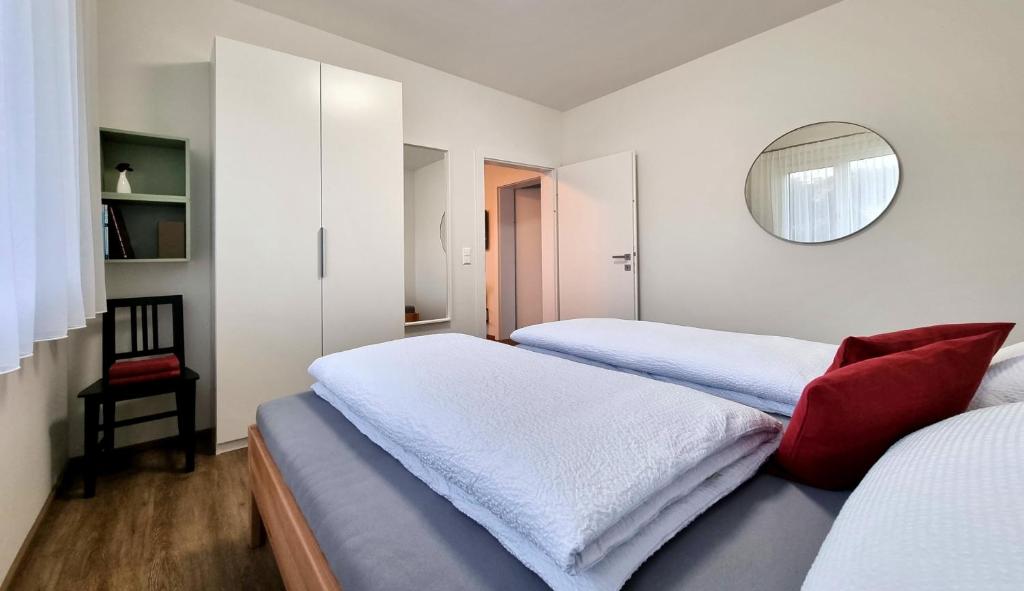 Postel nebo postele na pokoji v ubytování Ferienhaus DAS GLAB