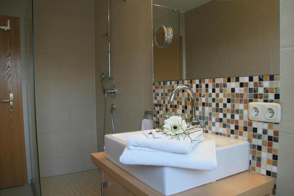 Koupelna v ubytování Hotel Linner