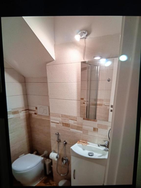 Koupelna v ubytování Amos Port-Suite