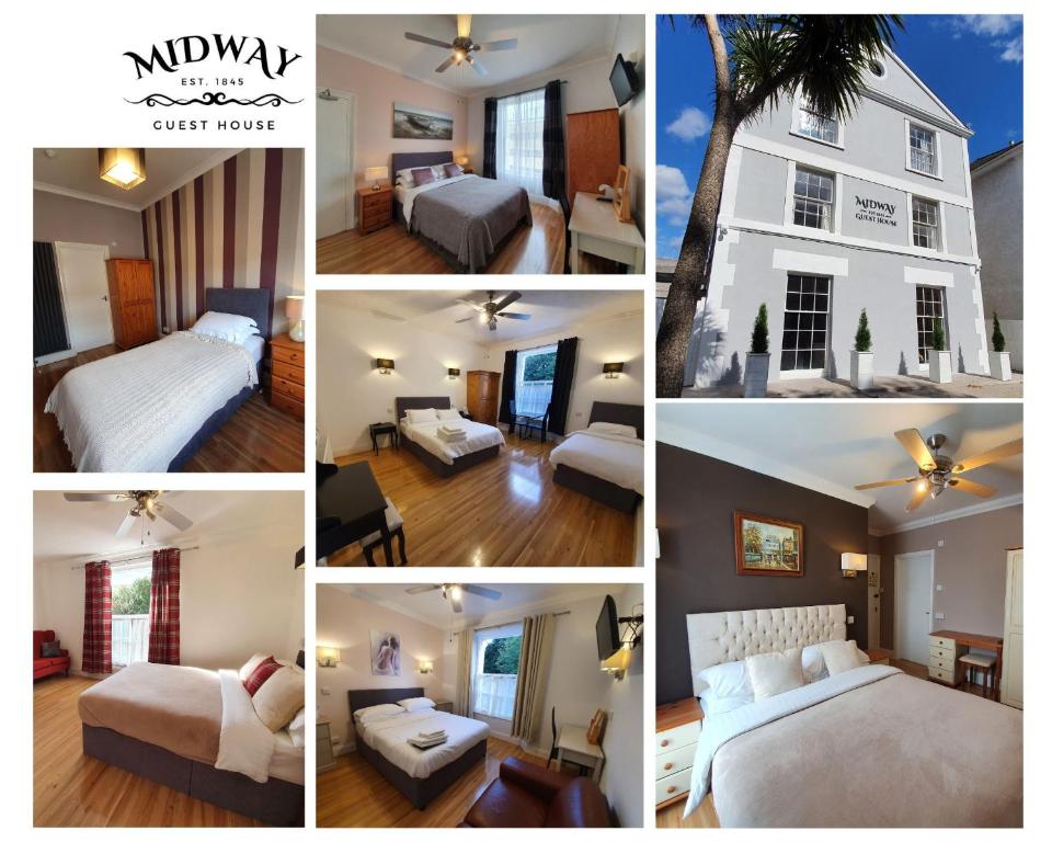 uma colagem de fotografias de um quarto de hotel em Midway Guest House em Torquay