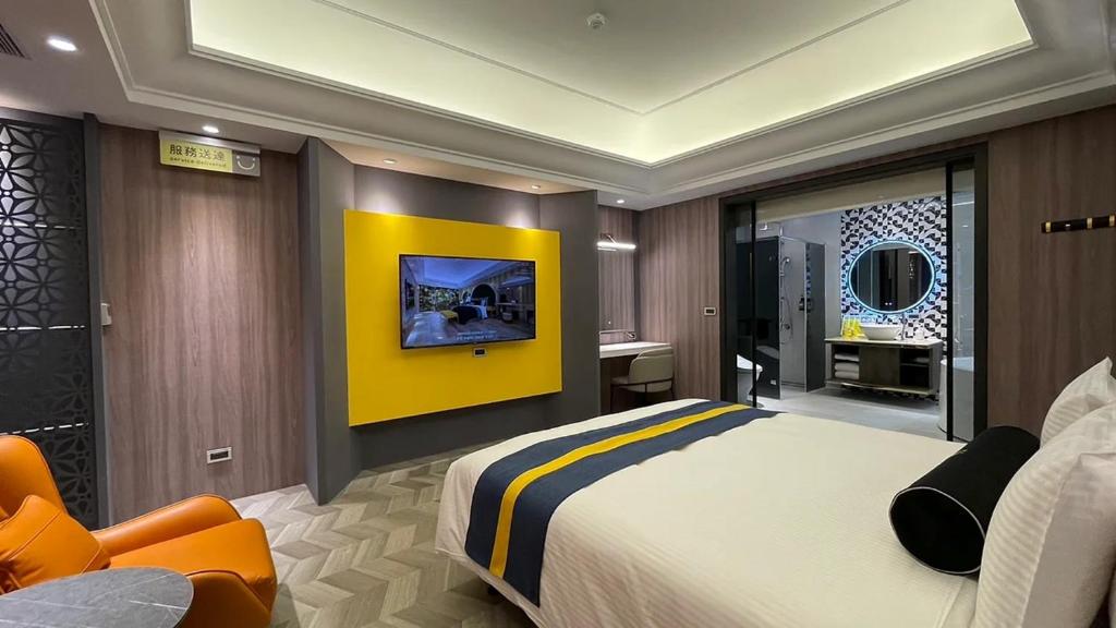 TV a/nebo společenská místnost v ubytování H Motel璽悅國際精品旅館