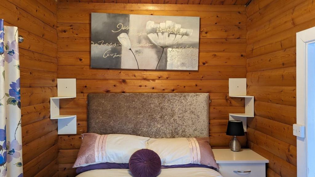 Voodi või voodid majutusasutuse Snowdonia Log cabin toas