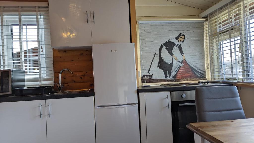 Köök või kööginurk majutusasutuses Snowdonia Log cabin