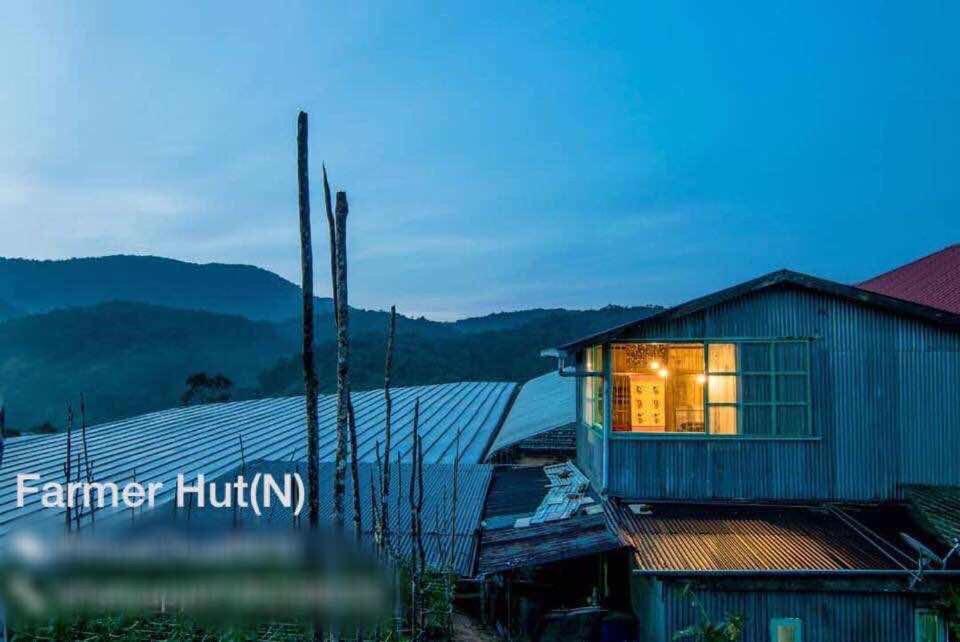 ein Haus mit Lichtern im Fenster in der Unterkunft New Famer Hut 1 in Brinchang