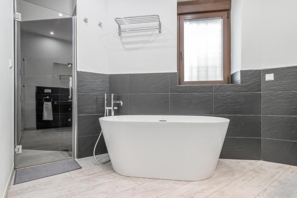 a bathroom with a bath tub and a shower at GAV Cerrillo in Ronda