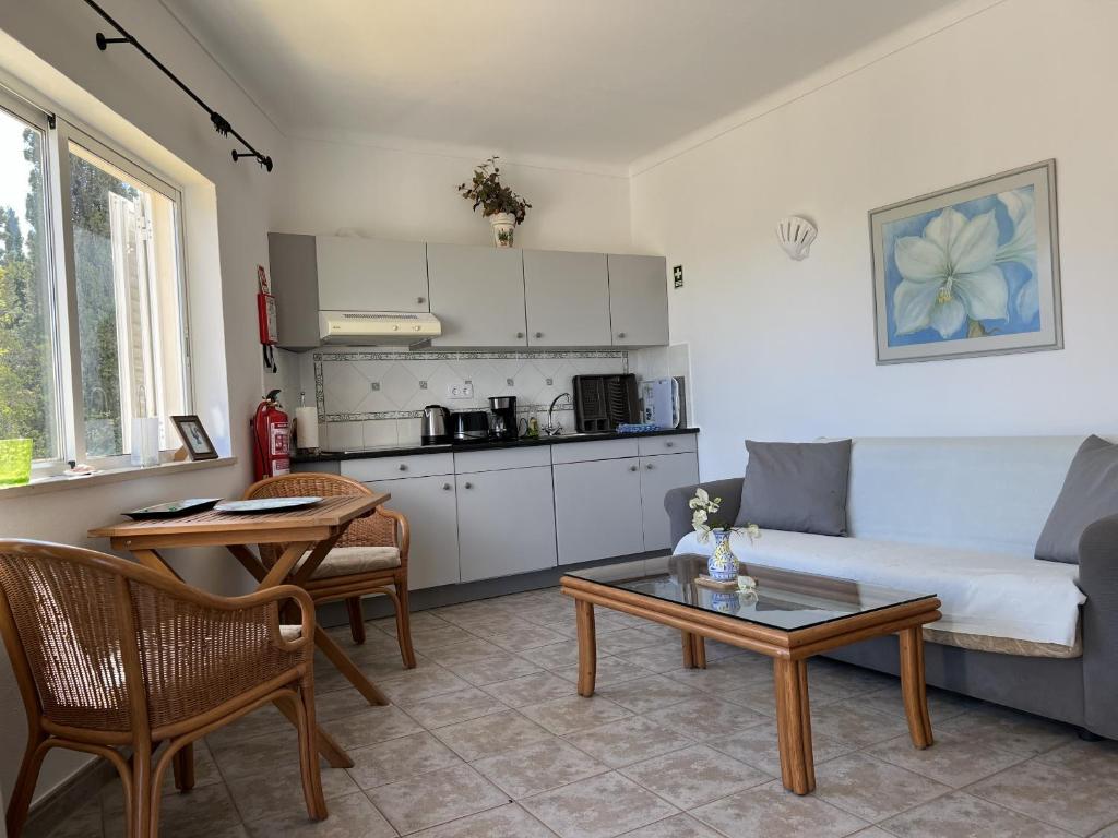 a living room with a couch and a table at 233 Casa Galo Verde Apartments in Porches
