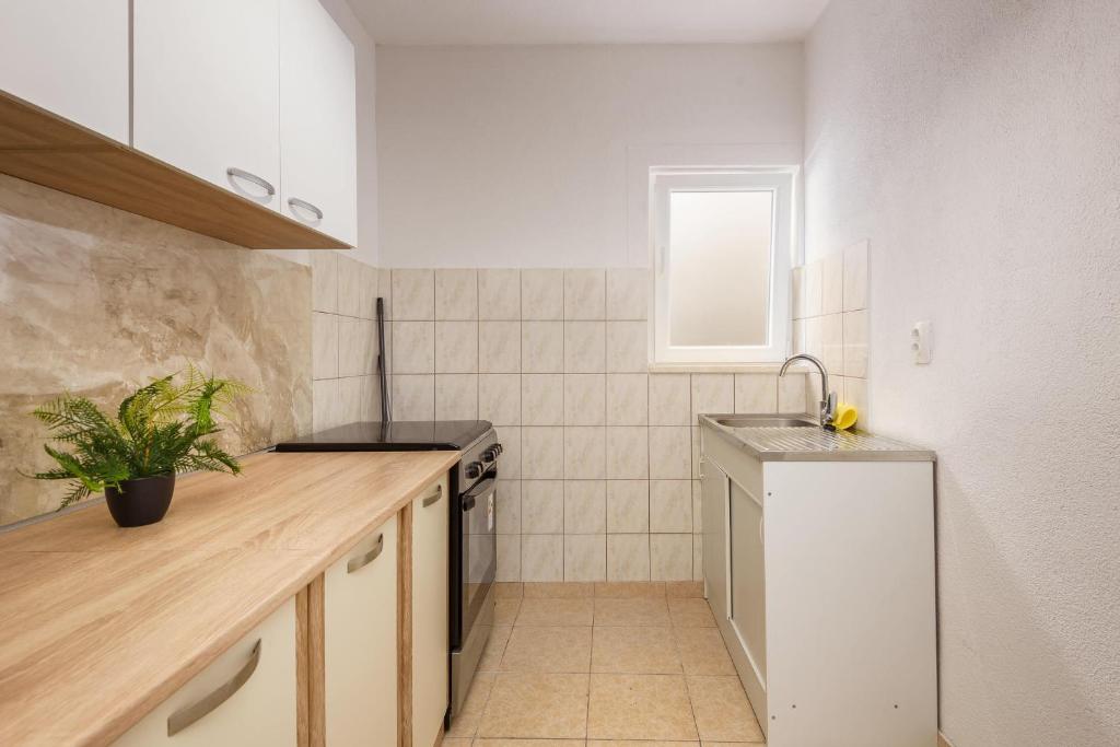 Kuchyň nebo kuchyňský kout v ubytování Apartman Stela